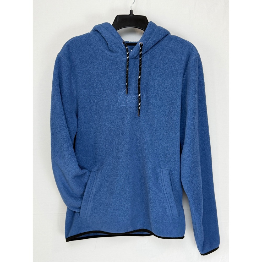 Aeropostale Mens Hoodie M Blue Fleece Embroidered Logo Pullover
